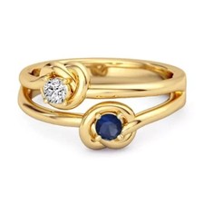 1Ct Round Cut Lab Created Sapphire Women Wedding Ring 14k Yellow Gold Plated