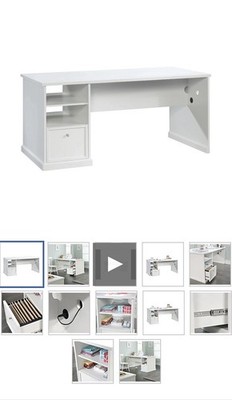 Sauder Craft Pro Series 66  Craft Table w/ Outlet, Hanging File Drawers, (White)