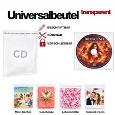 Cellophan Beutel Tüte CD transparent selbstklebend kürzbar beschriftbar 200 Stk.