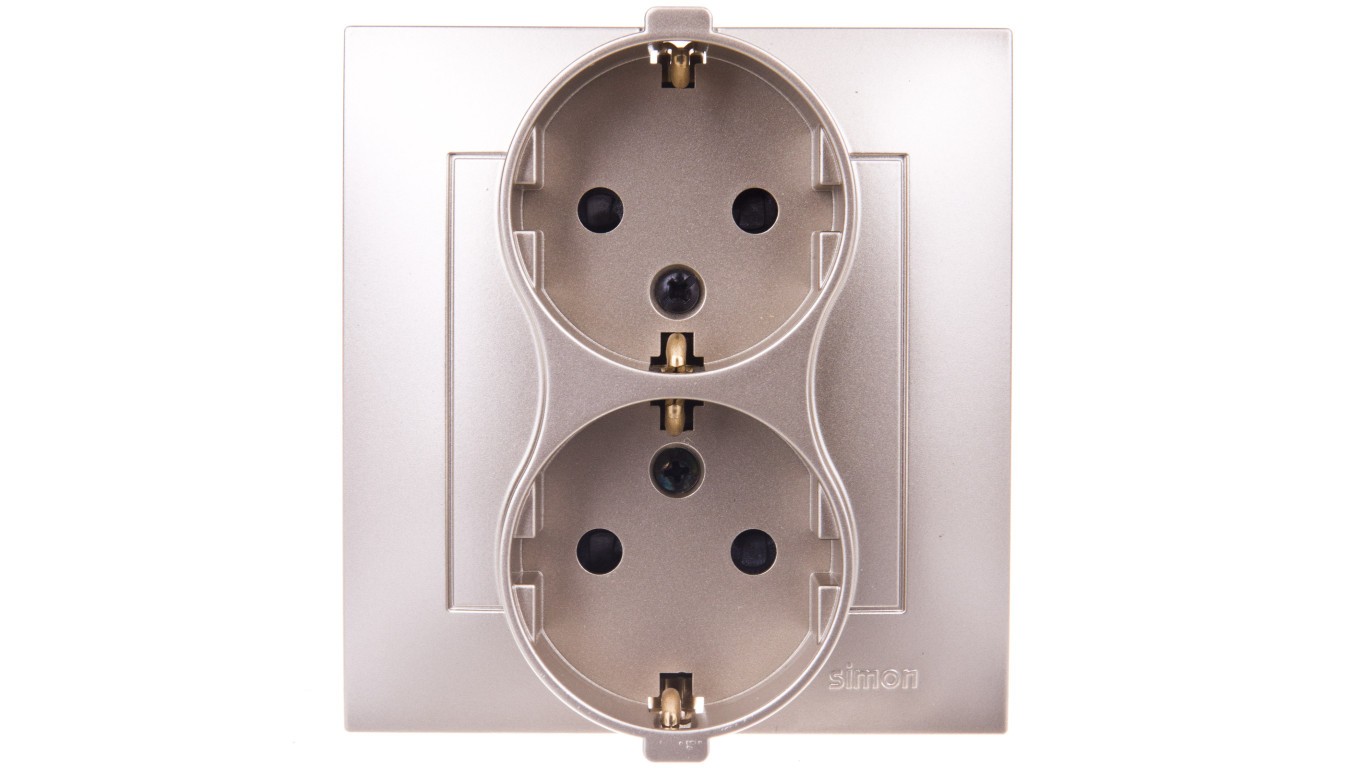 Schuko double socket with/u 16A IP20 with Simon 54 DGSz2Z/44