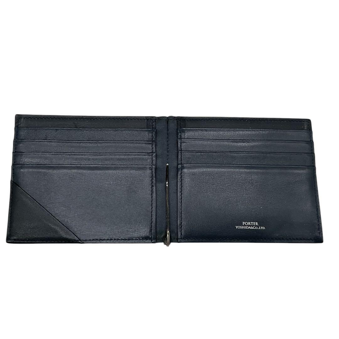 PORTER PLUME Leather Money Clip Wallet Black Unisex 10 Card