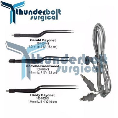 3 Pcs Set Non Stick Bayonet Bipolar Forceps Reusable with Silicon Cord US Type