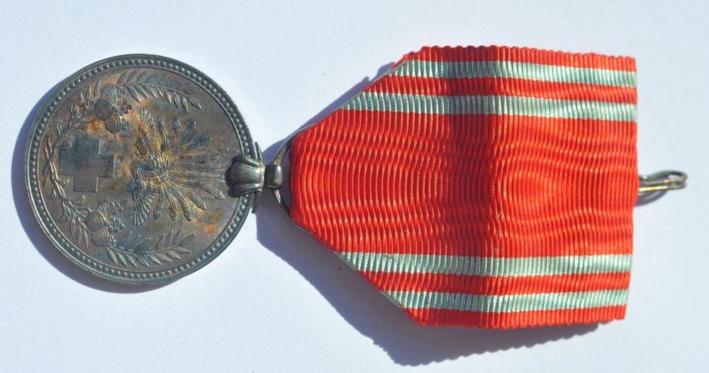 1914-18 WWI Japan THE RED CROSS Silver Medal w Rosette Original