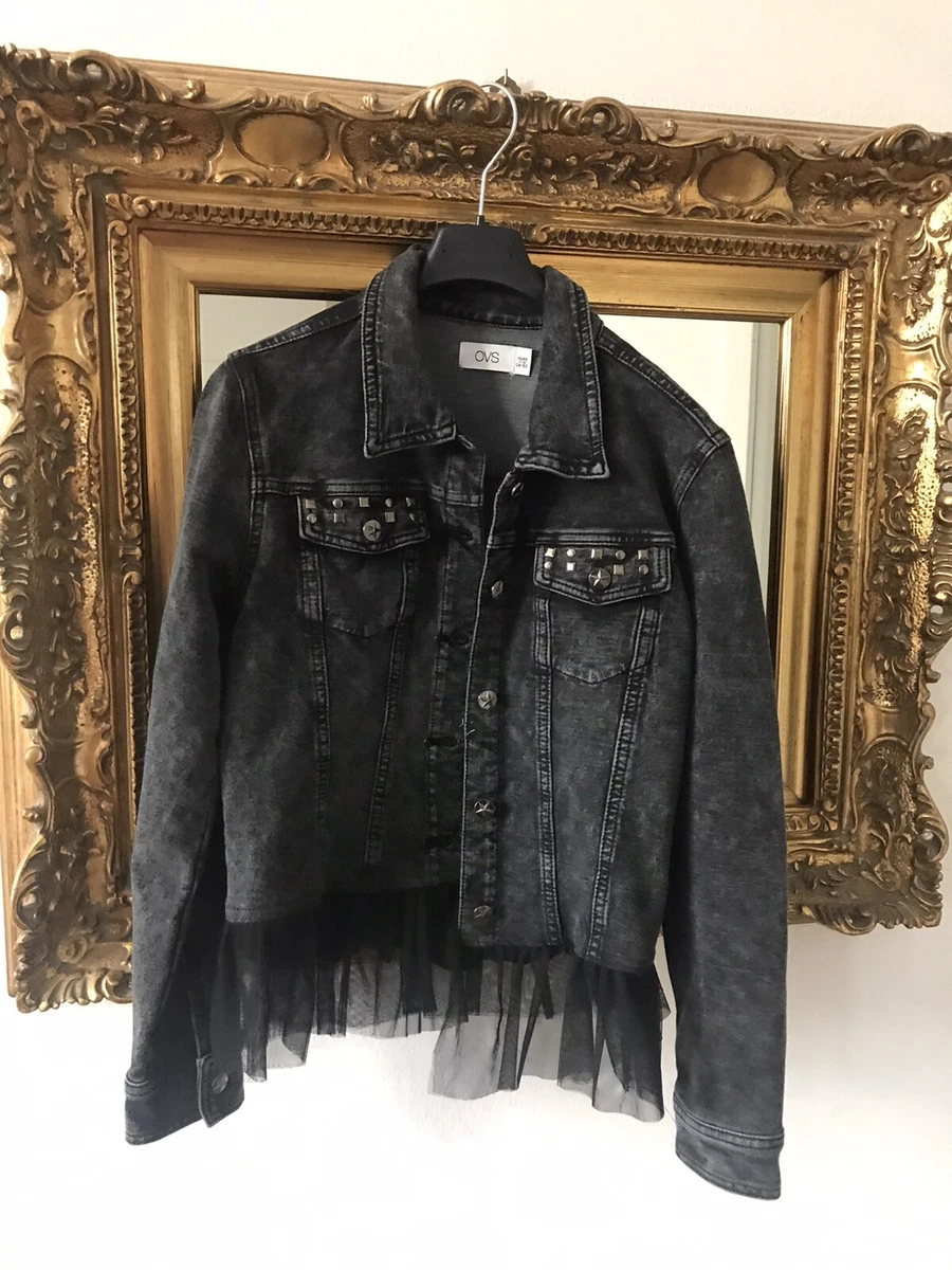 Giacca Bambina OVIESSE Tg 11 12 Anni In Denim Delave Con Pizzo E