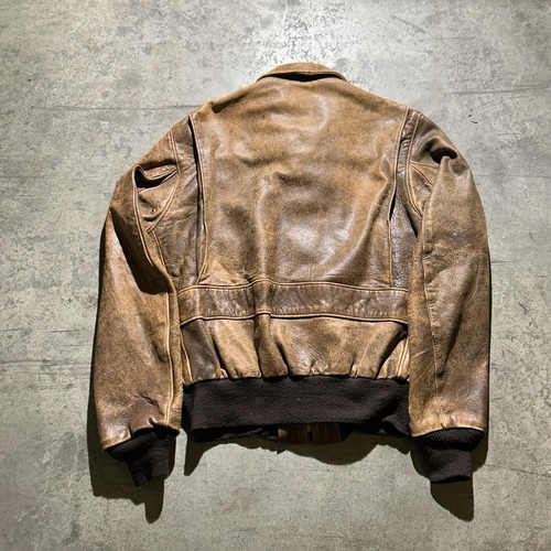 Vintage Schott Sportswear Aged Leather Bomber Flight Jacket Men’s Size L Brown - Picture 5 of 11