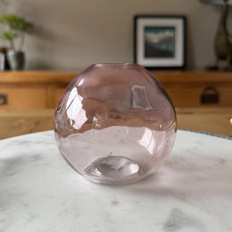 Purple Globe Glass Bud Vase 8cm Yellow Vase Small Flowers Round Lavender - Image 2 of 4