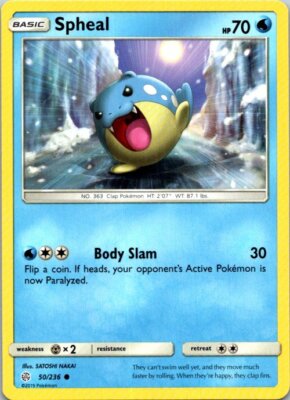 Spheal 50/236 Common Pokemon Sun & Moon Cosmic Eclipse Light Play