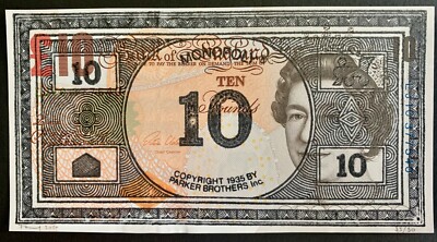 PENNY UK ARTIST 10 POUND MONOPOLY MONEY RUBBER STAMP HAND PRINTED SOLD OUT