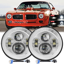 Pair Fit For Pontiac Firebird 1970-1976 7 Led Headlights Hi-lo Beam Dot