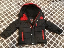 Boys New York ENYCE Fleece Lined Winter With Hood Zip pockets Coat Black Red 3T