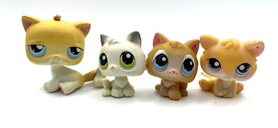 Littlest Pet Shop LPS #47 #114 #100 #42 Orange White Cat & Kittens Lot of 4 Pets