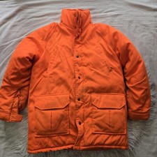 Vintage Mens Blaze Orange Zip Snap Up Hunting Coat Insulated Jacket Size Medium
