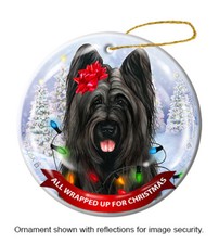 Briard All Wrapped Up For Christmas Holiday Ornament