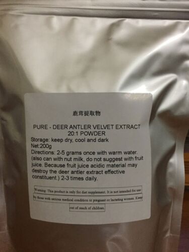 100% PURE - DEER ANTLER VELVET 20:1 EXTRACT POWDER 200g MAXIMUN STRENGTH! HOT
