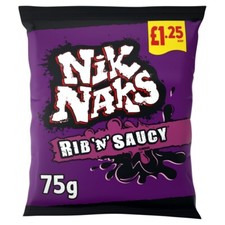 Nik Naks Rib 'N' Saucy - 20 x 75g  Full Box - Royal Mail 48 Hr Tracked