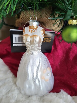 white christmas dresses Custom Valentine Gifts 2023, Personalized Wedding Ornaments, Husband And  Wife Christmas Ornaments, Just Married Ornament