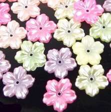 50 Mixed Color 5-Petal AB Acrylic Bead Caps 12mm