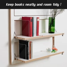 Happyhapi Book Ends Acrylic Bookends 4 Shelves Clear Book Holder Stand Non-Skid