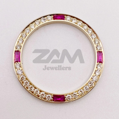 Rolex DateJust 26MM Model Customized Moissanite Diamond Bezel with four rubies