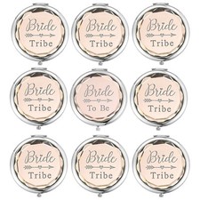 Pack of 9 Compact Pocket Makeup Mirrors Set Include 1 Bride to Be Mirror and ...
