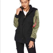 Alpha Industries Fusion Field Coat Black Sage Women S/small WJF47502C1 M-65 225