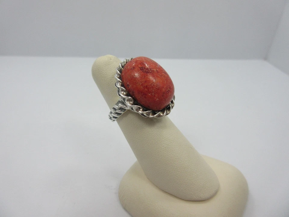ANILLO DE COMPROMISO CORNALINA OVALADO PLATA ESTERLINA CÓCTEL Banda SX 925 talla 6 Foto 2 de 4