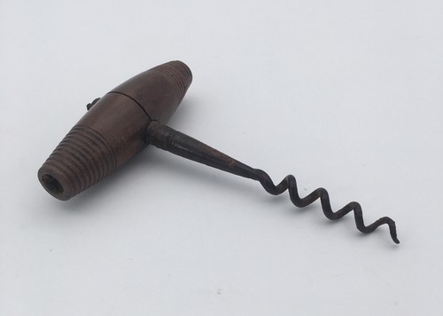 Antique Turned Wood Handle Corkscrew - Wine - Sommelier Helix - Cork Extraction - Picture 8 of 12