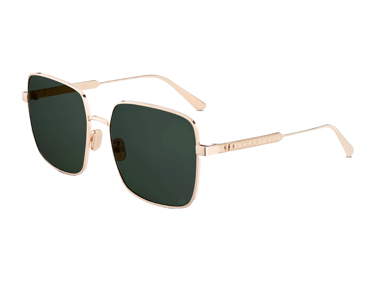 Dior Cannage S1U E0C0 Women's Rose Gold / Green Tinted Sunglasses