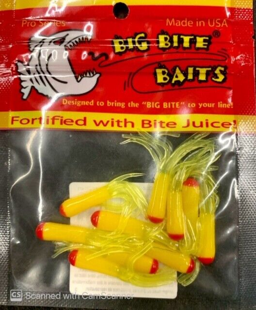 Big Bite Baits 1.5 Crappie Tube 3 Color 15CR3C04 Red/Yellow/Chart 30ct