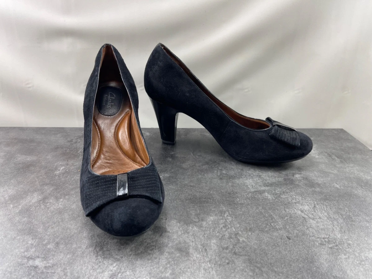 comercio Pensativo Sombreado Clarks Women Shoes Black 10 M Suede Leather Society Bristol Slip On Heels  Pumps | eBay