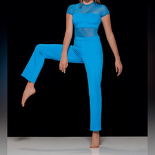 Kelle dance costume aqua blue 2 piece pants NEW SUITS YOU LEOTARD 5349 SA