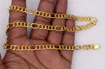 22K YELLOW GOLD GORGEOUS UNISEX 18 INCH FIGARO LINK CHAIN JEWELRY