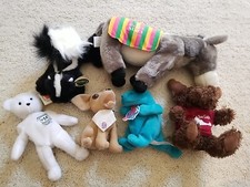 Mixed Variety Stuffed Animal Lot Of 6 Different Brands  Sizes.