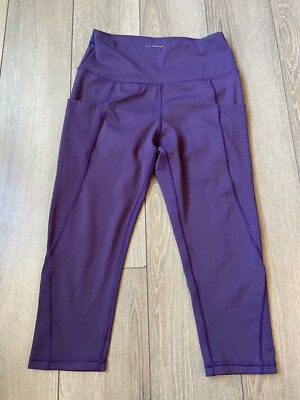 UURUN Women Purple Active Yoga Capri Pants Size Small Has Pockets Ships Free 