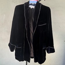 Fernando Squette Velvet Robe Men Long Sleeve Black Pockets Vintage Vintage S