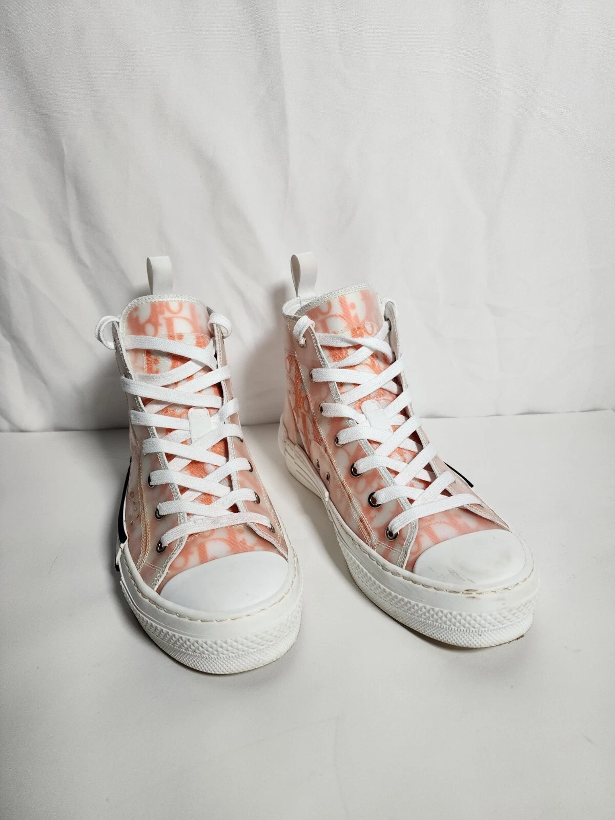 Baskets homme DIOR B23 haut blanc et orange surélevé oblique 39UK/ 8,5US
