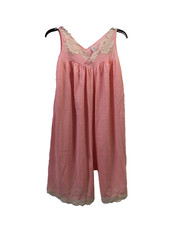 VTG KOMAR - WOMEN'S Small/Average - PINK LACE V NECK NIGHTGOWN