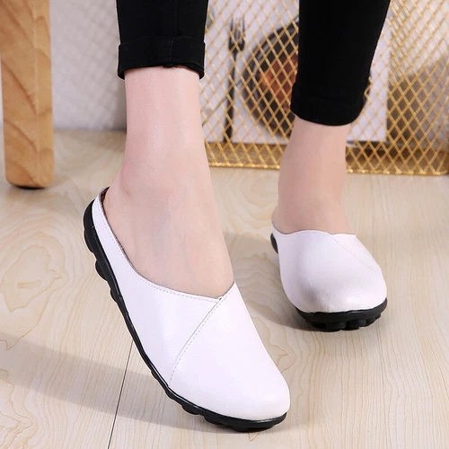 Women's Mules Slip-on Shoes Leather Backless Loafers Casual Flat Shoes Summer US - Picture 13 of 61