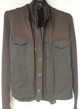 Women's German Via Appia Khaki Cotton Knit Zip Waistcoat & Jacket Size 10/12