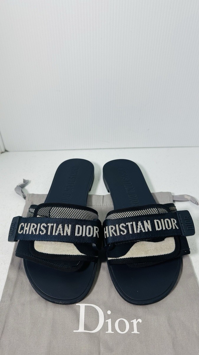 Christian Dior Evolution Slide Navy Blue Sandals Size 35 | eBay