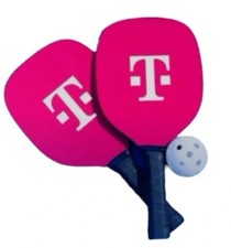 T-Mobile Pickleball Set of Two Pink & Black Paddles and White Ball - New in Bag