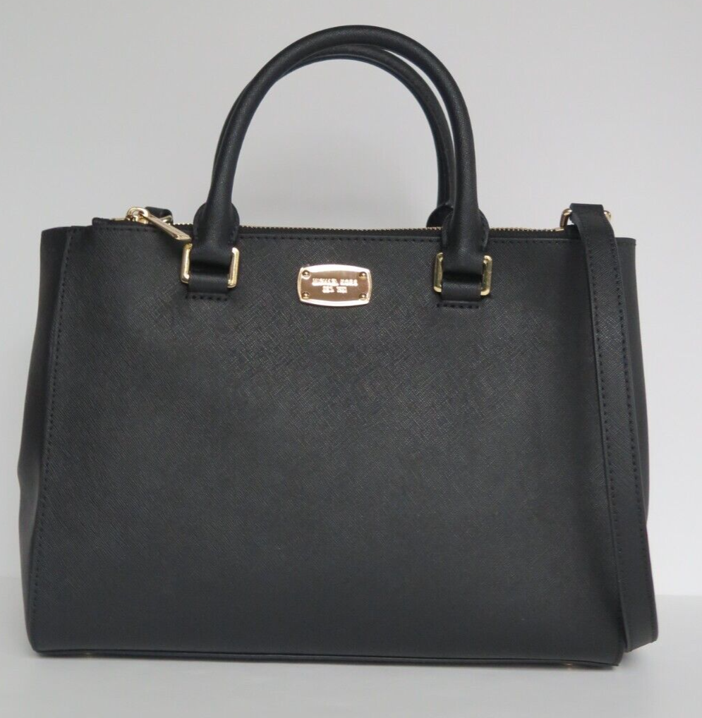Michael Kors Kellen 35s6gs0t2l MD Saffiano Leather Satchel Black