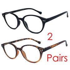 2 Pairs Retro Round Keyhole Reading Glasses Silver Rivet Spring Hinge