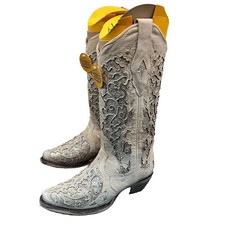 Corral Glitter Inlay Western Boot White Women's Size 5.5 Medium Wedding NEW