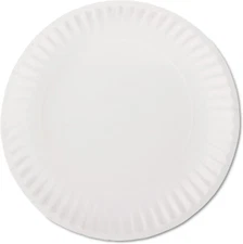 AJM Packaging Pp9Grewh White Paper Plates, 9-Inch Diameter, 100/Bag, 10 Bags