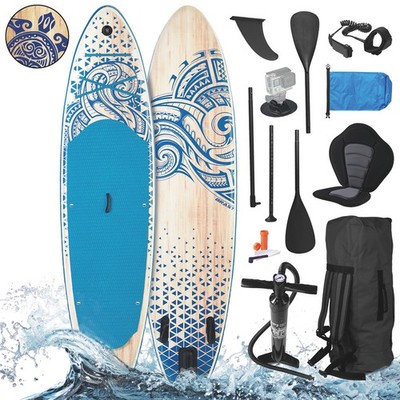 BRAST SUP Board Wood | Aufblasbares Stand up Paddle Set 320x81x15cm | 2 Designs