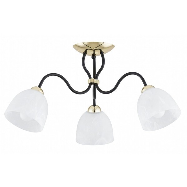 Deckenleuchte 3-Flammig Glas Metall Gold E27 B:56 Cm Deckenlampe Wohnzimmer-image
