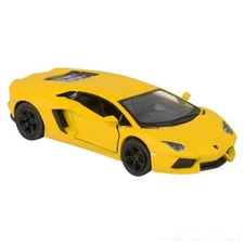 Pull Back Die-Cast Metal Vehicle- MATTE LAMBORGHINI AVENTADOR (Yellow) 1:38