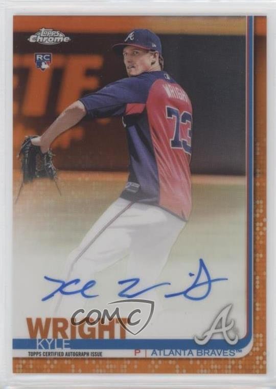 2019 Topps Chrome Rookie Auto Orange Refractor 4/25 Kyle Wright #RA-KW Auto x0z