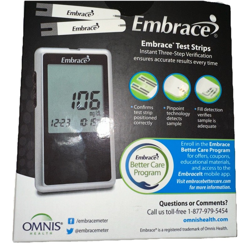 Embrace Blood Glucose Monitor System Talking Meter  - Pre Owned